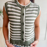 Sage Stripes Knit Vest
