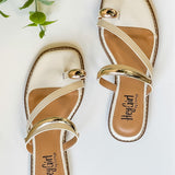 Golden Accent Slide Sandals