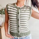 Sage Stripes Knit Vest