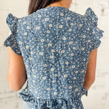 Floral Quilted Ruffle Vest