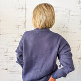 Navy Stitched Flower Sweater