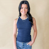 Irina Contrast Trim Ribbed Tank