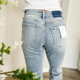 Flying Monkey High Rise Distressed Ankle Straight Jeans