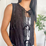 Meadow Lace Tie Front Sleeveless Top