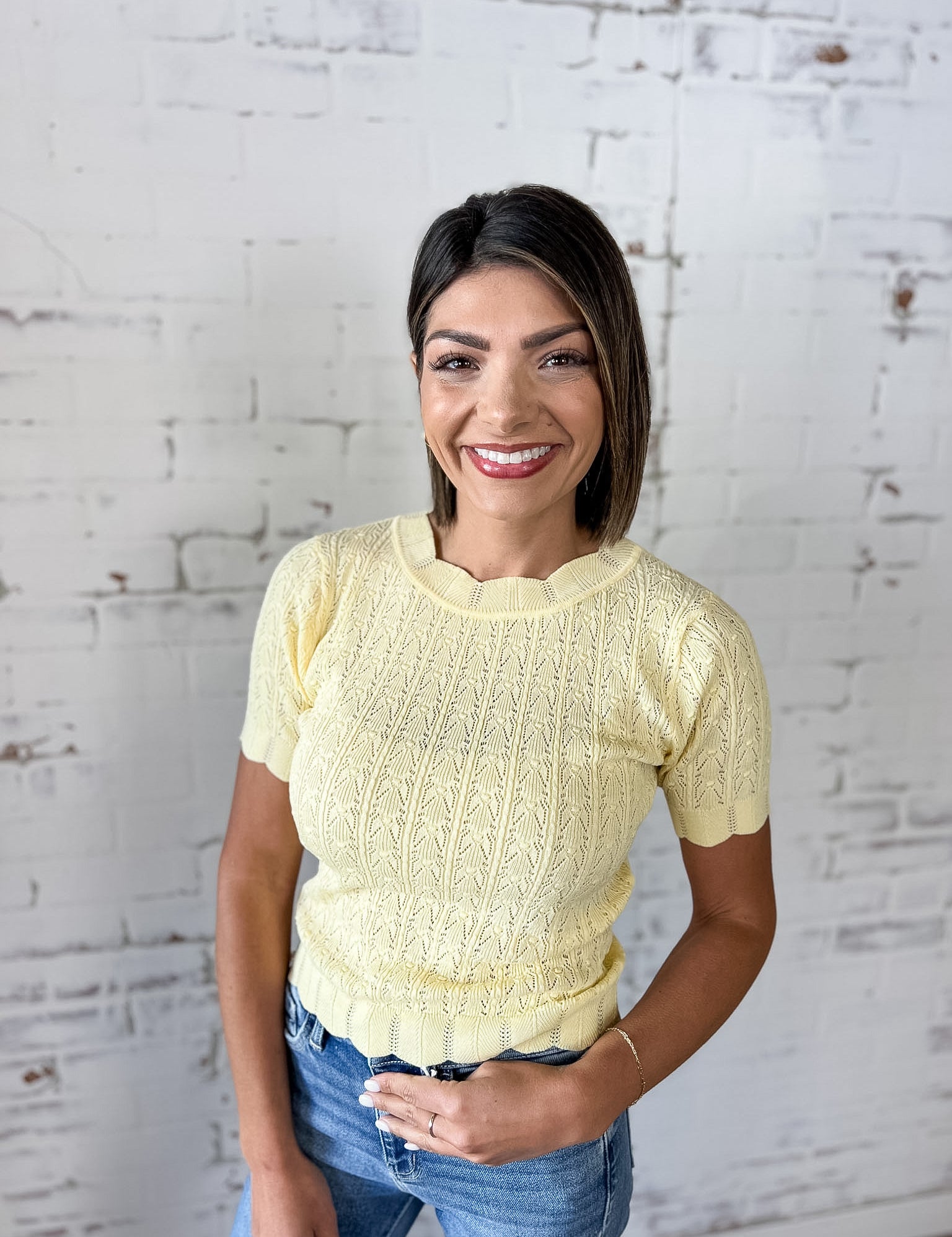 Scalloped Charm Knit Top