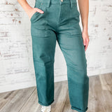 Green Cuffed Barrel Pants