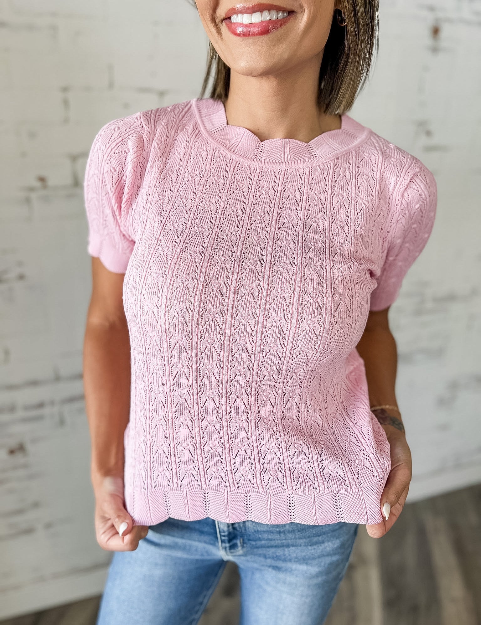 Scalloped Charm Knit Top