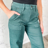 Green Cuffed Barrel Pants
