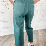 Green Cuffed Barrel Pants