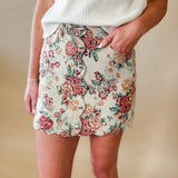 Bloom and Button Mini Skirt