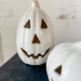 Tall White Ceramic Jack-o-Lantern
