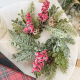 Glittered Boxwood Berry Pinecone And Fir Candle Ring