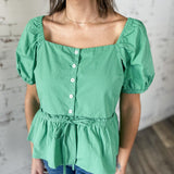 Peplum Puff Sleeve Blouse