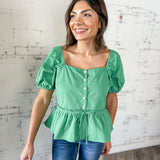 Peplum Puff Sleeve Blouse