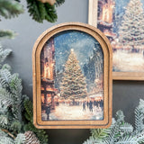 6 x 8" Arch Top Christmas Tree Main Street Framed Art