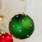 4.75" Beaded Green Merc. Ornament