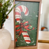 Candy Cane With Red Bow Green - 8x16