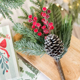 16" Mixed Pine And Berry Spray