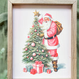 Pink Santa With Christmas Tree White - 8x10