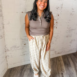 Ribbed Sleeveless Henley Top