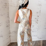Printed Patchwork Denim Overalls