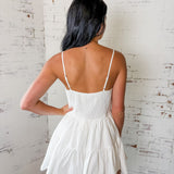 White Embroidered Tiered Romper