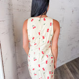 Cherry Print Linen Mini Dress
