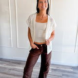 Open Knit Sleeveless Cardigan