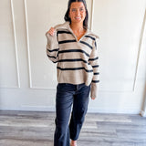 Striped Quarter Zip Sweater