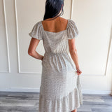 Ditsy Floral Puff Sleeve Maxi Dress