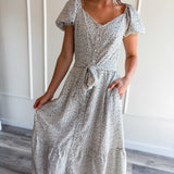 Ditsy Floral Puff Sleeve Maxi Dress