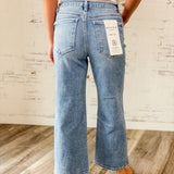 Risen Whipstitch Wide Leg Crop Jeans