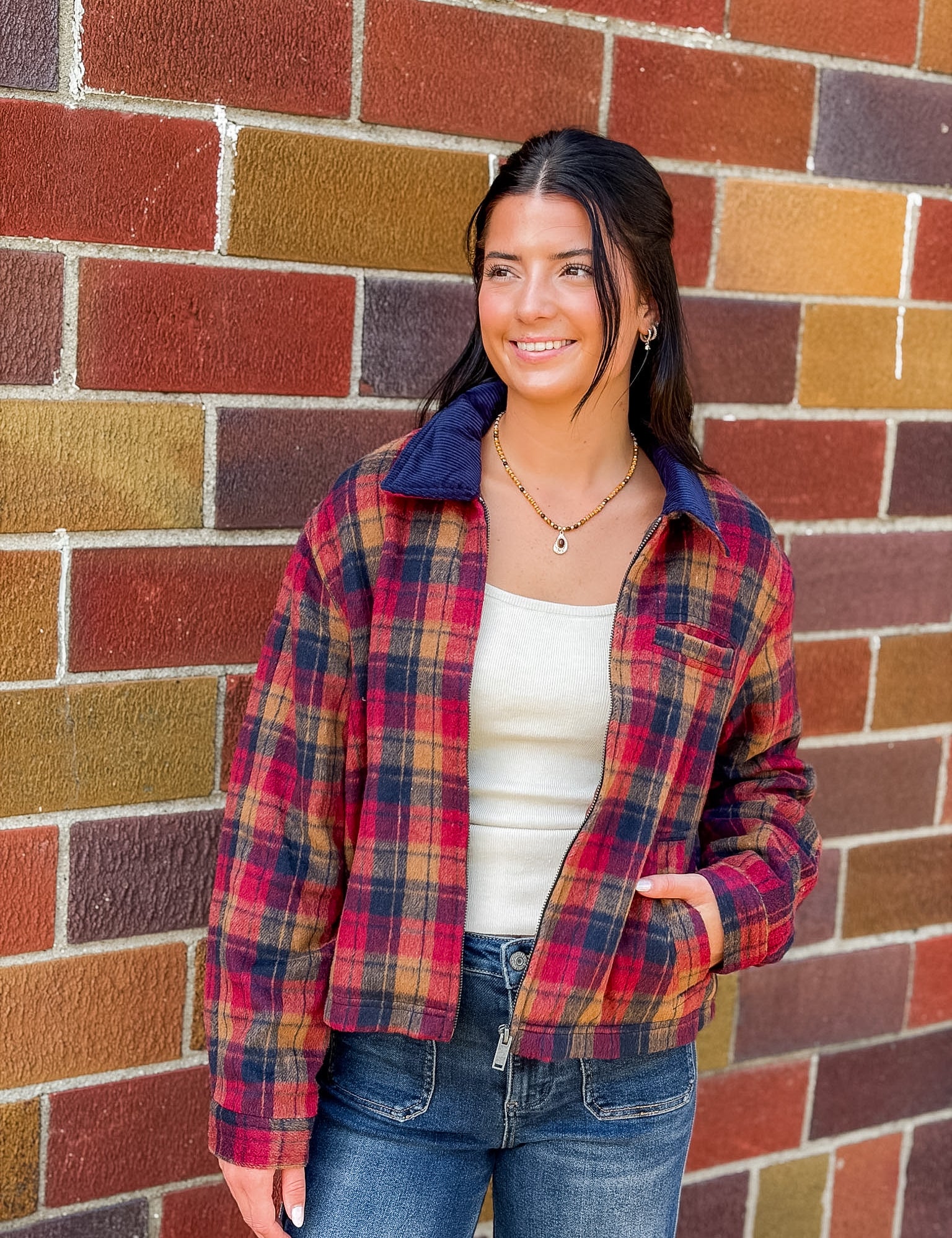 Plaid Zip-Up Jacket