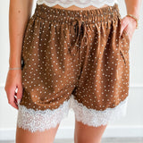 Polka Dot Lace Trim Shorts