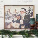 Santa And Reindeer Green | 20x16