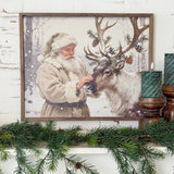 Santa And His Decorated Reindeer | 20x16