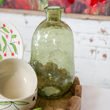 Green Textured Glass Bottle Vase