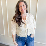 Vintage Charm Lace Tie Front Top