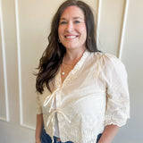 Vintage Charm Lace Tie Front Top