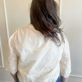 Vintage Charm Lace Tie Front Top