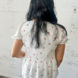 Sweet Cherry Tie Neck Peplum Top