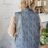Navy Ditsy Floral Puffer Vest
