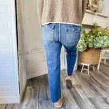 Medium Wash Utility Pocket Straight Crop Jeans