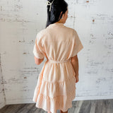 Striped Tiered Button-Front Shirt Dress