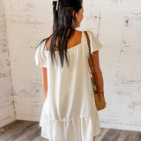White Lace Trim Tiered Babydoll Dress
