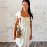 White Lace Trim Tiered Babydoll Dress