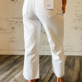 White Raw Hem Wide Leg Jeans
