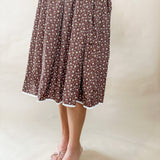 Brown Floral Smocked Midi Dress