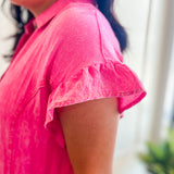 Hot Pink Poplin Shirt Dress