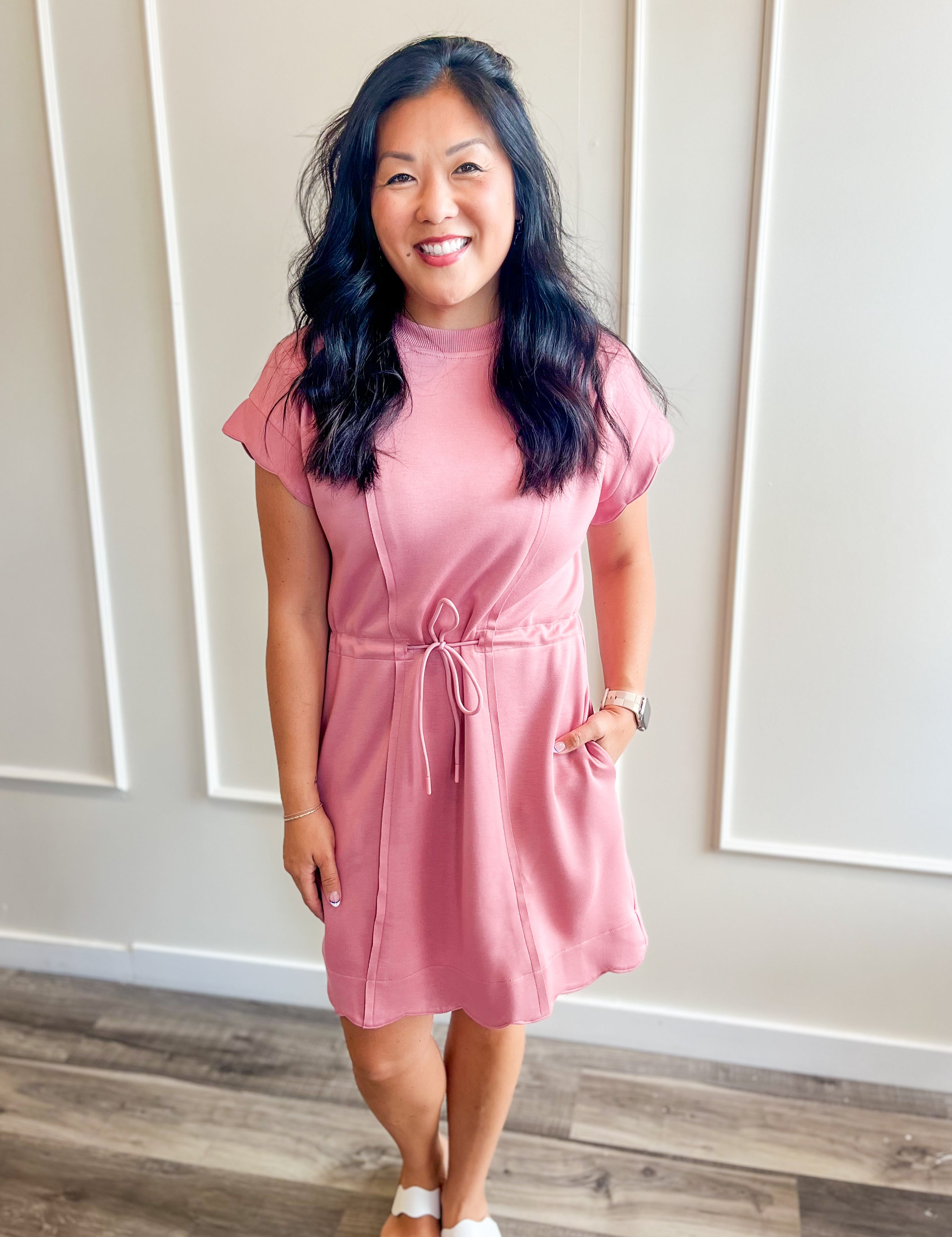 Scallop Hem Luxe Knit Dress